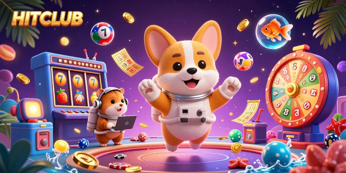 Experience the excitement of HITCLUB with a lively illustration featuring a 3D corgi astronaut in a casino.