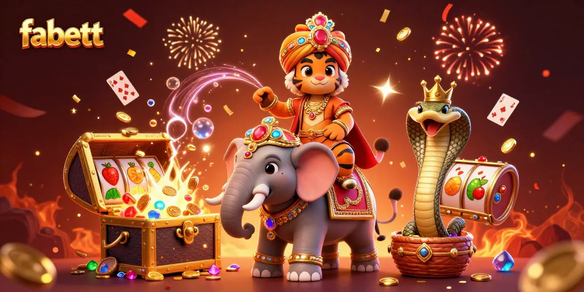 Experience exciting gameplay with fabett's vibrant 3D casino scene showcasing a jewel-encrusted elephant!