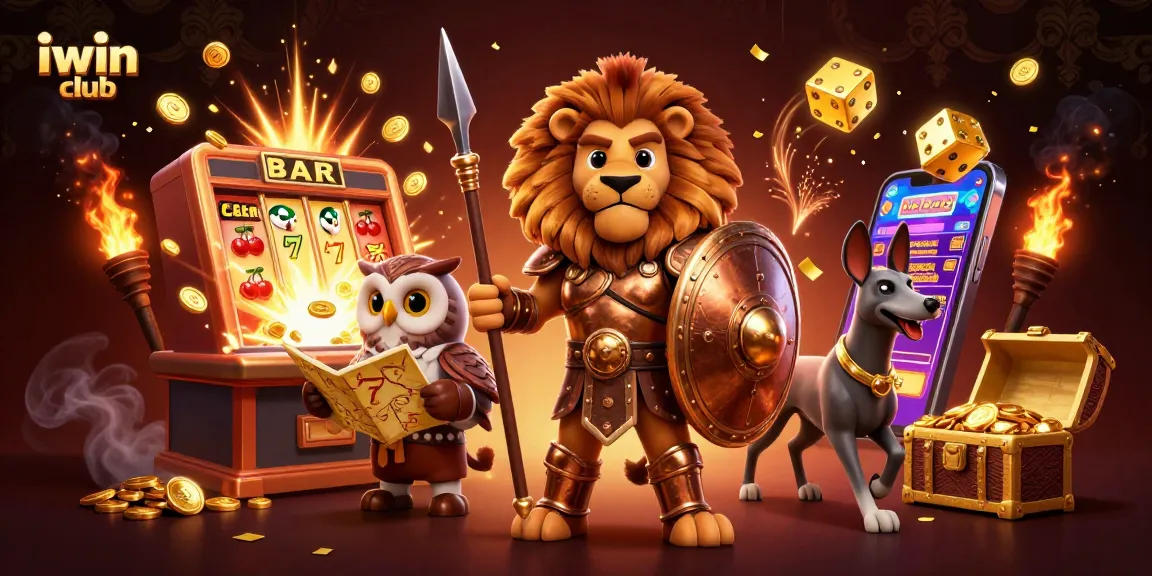 Experience the thrilling iwin club gaming scene with 3D characters enjoying vibrant casino action.