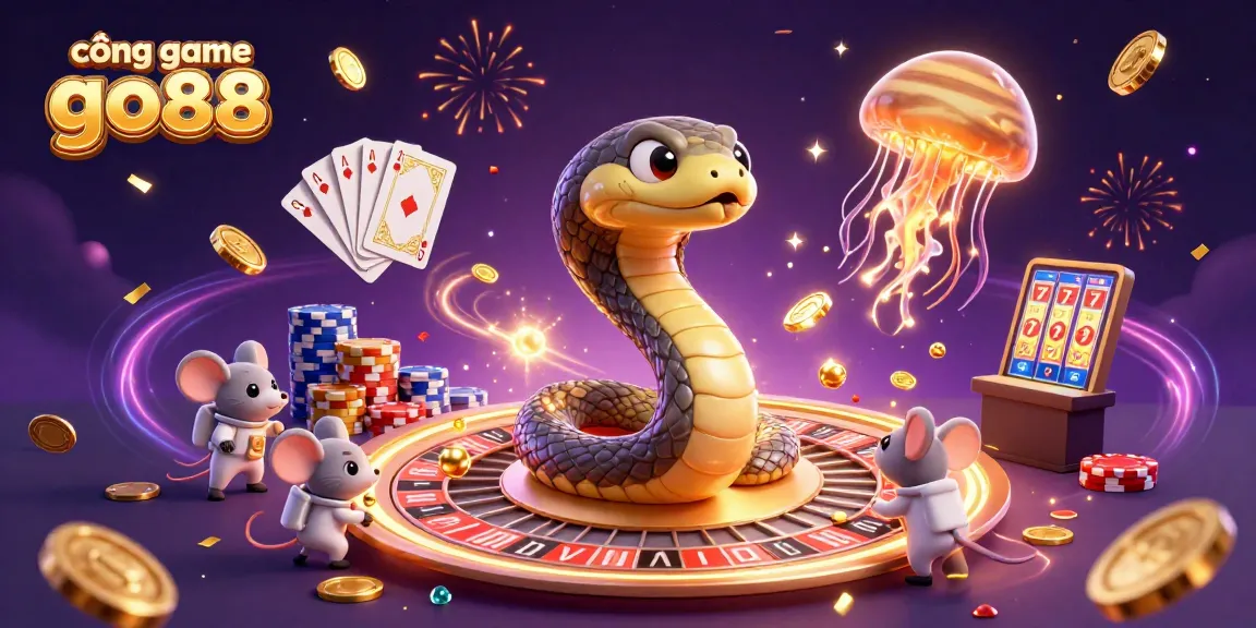 Engage with cổng game go88 in a dynamic 3D casino scene, featuring vibrant characters and exciting gaming elements.