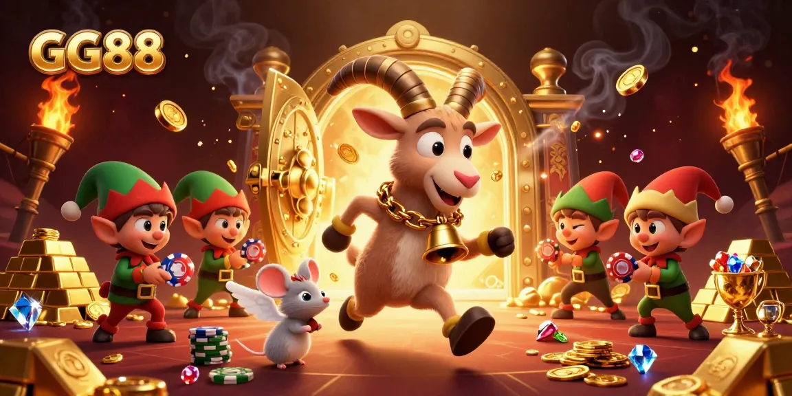 Experience GG88's thrilling casino environment with chaotic elf gremlins and a Krampus goat in action.