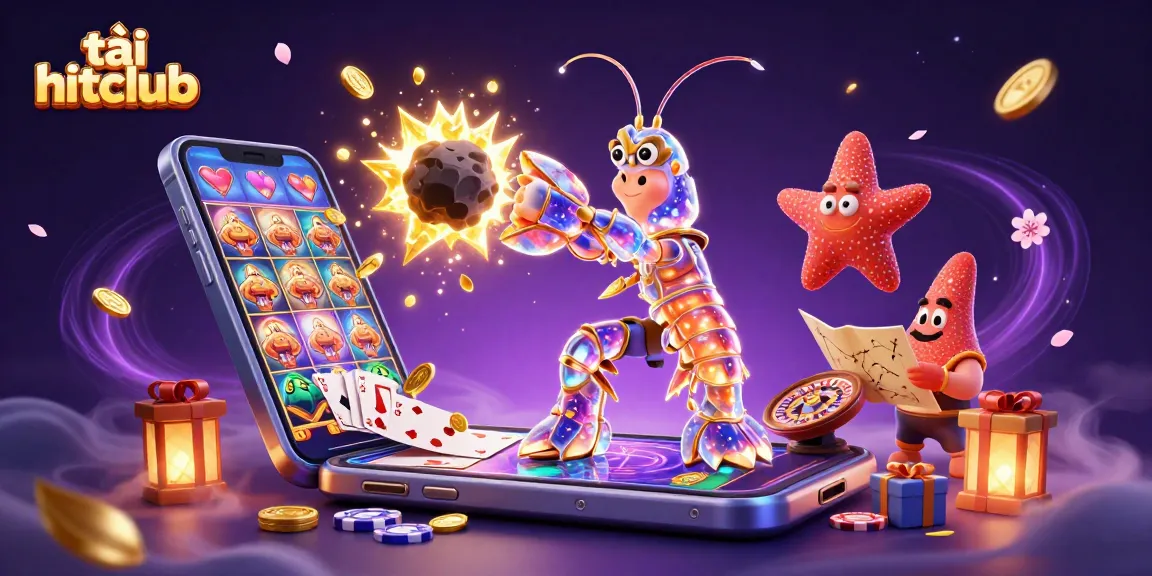 Engage with tải hitclub gameplay as a galactic samurai shrimps through exploding gems and coins.