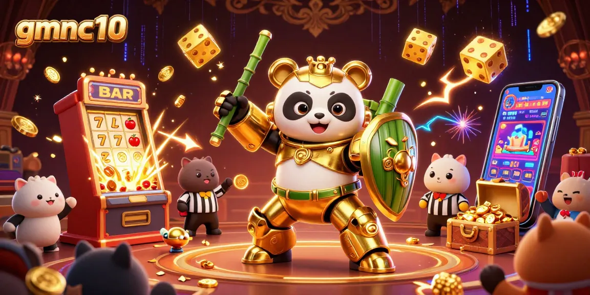 Engage in thrilling gameplay at gmnc10 with vibrant casino scenes filled with slot machines and golden prizes