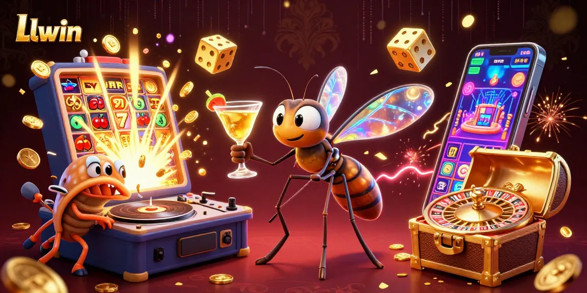 Experience thrilling gameplay at Llwin with a vibrant 3D illustration showcasing casino excitement and winning energy.